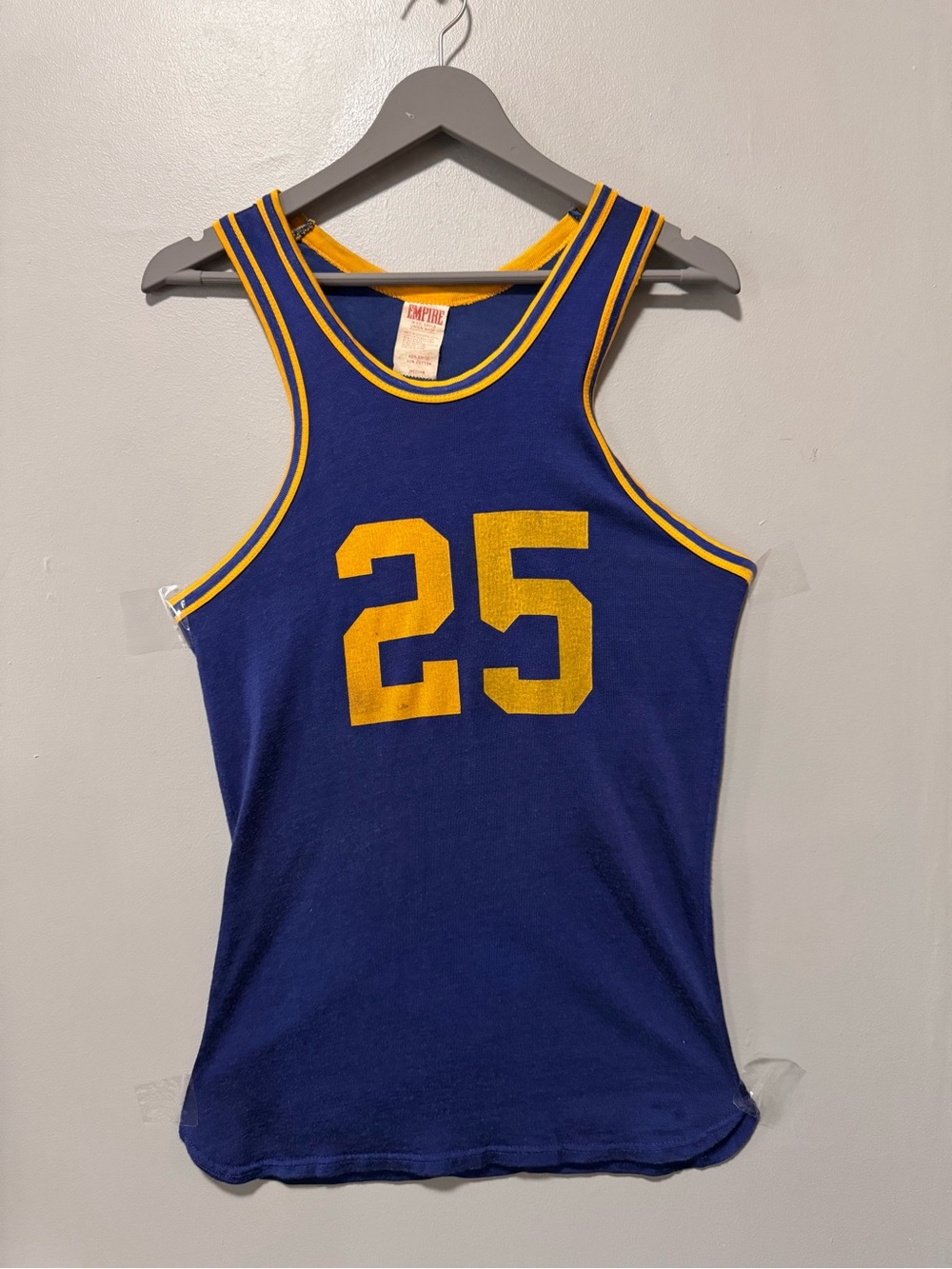 Vintage Empire Athletic Tank Top Medium PAC 25 Union Made USA Blue Gold Jersey